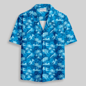 Aircraft Hawaii Blue Pocket Hawaiian Shirt