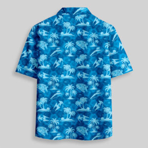 Alternative view of Aircraft Hawaii Blue Pocket Hawaiian Shirt