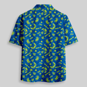 Alternative view of Game on Yellow Gamepad Pocket Hawaiian Shirt