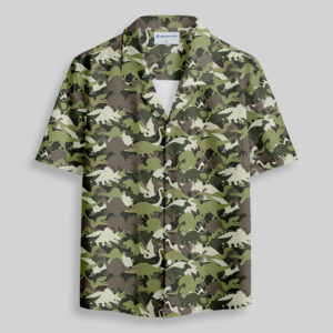 Camouflage Dinosaur Pocket Hawaiian Shirt