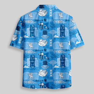 Alternative view of Hawaiian Traditional Tiki Blue Pocket Hawaiian Shirt