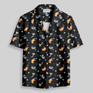 Feline Fun with DnD Dice Black Pocket Hawaiian Shirt