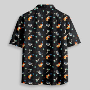 Alternative view of Feline Fun with DnD Dice Black Pocket Hawaiian Shirt