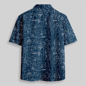 Alternative view of Faulty Circuit Board Blue Pocket Hawaiian Shirt