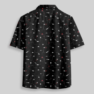 Alternative view of Spaceship Icon Black Pocket Hawaiian Shirt