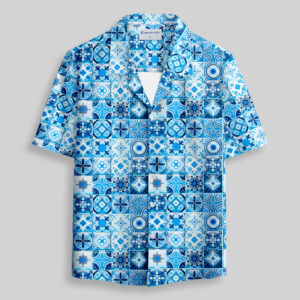 Portuguese Retro Tile Pattern Pocket Hawaiian Shirt