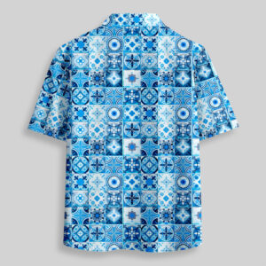 Alternative view of Portuguese Retro Tile Pattern Pocket Hawaiian Shirt