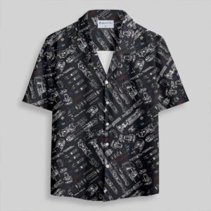 Space War Weapons Black Pocket Hawaiian Shirt