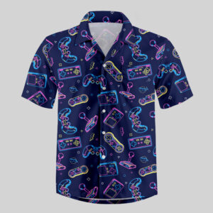 Cyberpunk Neon Game Console Pocket Hawaiian Shirt