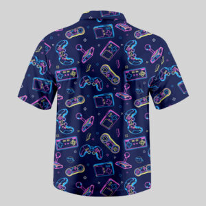 Alternative view of Cyberpunk Neon Game Console Pocket Hawaiian Shirt