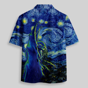 Alternative view of Cthulhu Starry Night Pocket Hawaiian Shirt