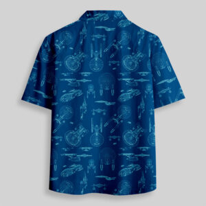 Alternative view of Spaceship Line Drawing Pocket Hawaiian Shirt