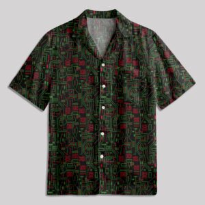 Christmas Circuit Board Pocket Hawaiian Shirt