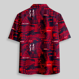 Alternative view of Skynet Circuit Board Pocket Hawaiian Shirt