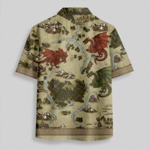 Alternative view of Retro SciFi Dragon Map Pocket Hawaiian Shirt