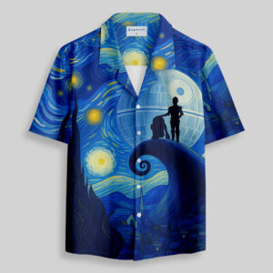 Robot Under The Starry Night Pocket Hawaiian Shirt