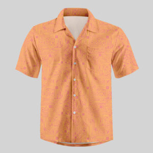 Computer Circuit Board Orange Pocket Hawaiian Shirt