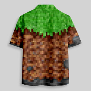 Alternative view of Video Games Grass Block Pocket Hawaiian Shirt