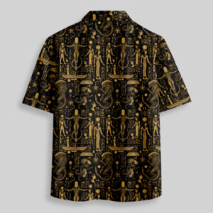 Alternative view of Egyptian Mural Alien Pocket Hawaiian Shirt