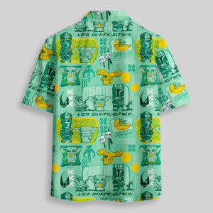Alternative view of Hawaiian Traditional Tiki Green Pocket Hawaiian Shirt