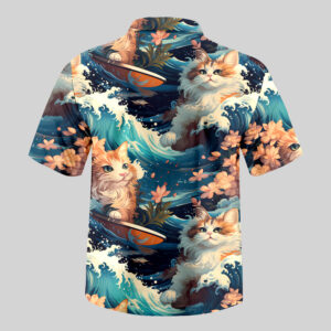 Alternative view of Splash and Cat Pocket Hawaiian Shirt