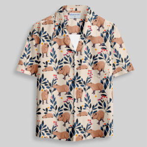 Capybara and Plants Pocket Hawaiian Shirt