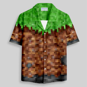 Video Games Grass Block Pocket Hawaiian Shirt