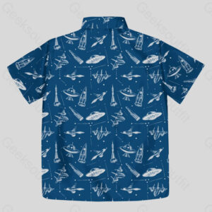Alternative view of Aircraft Blueprint Navy Pocket Hawaiian Shirt
