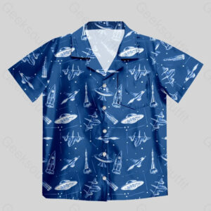 Aircraft Blueprint Navy Pocket Hawaiian Shirt