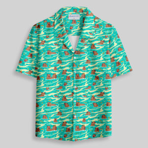 Capybara Swimming Pocket Hawaiian Shirt