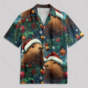 Christmas Capybara Pocket Hawaiian Shirt