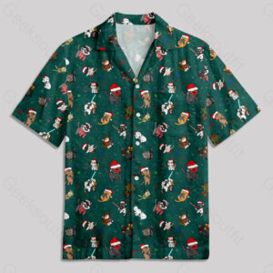 Christmas Light Sword Cat 2 Pocket Hawaiian Shirt