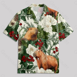 Christmas Winter Plant Capybara Pocket Hawaiian Shirt